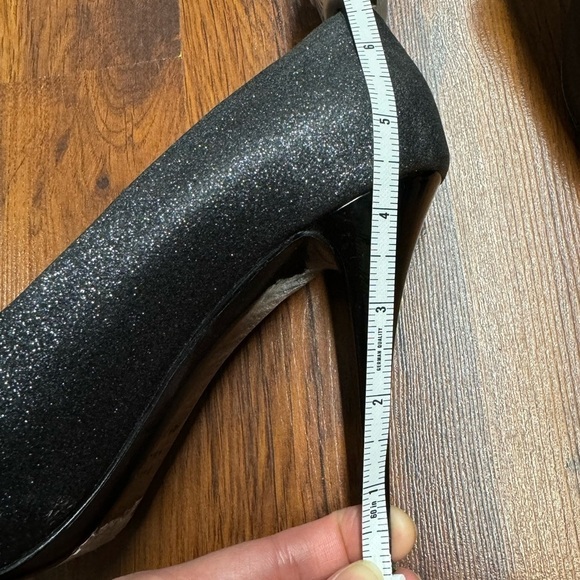 Giuseppe Zanotti Black Glitter Peep Toe Heels EU 40 US 9.5 10 - Picture 10 of 13